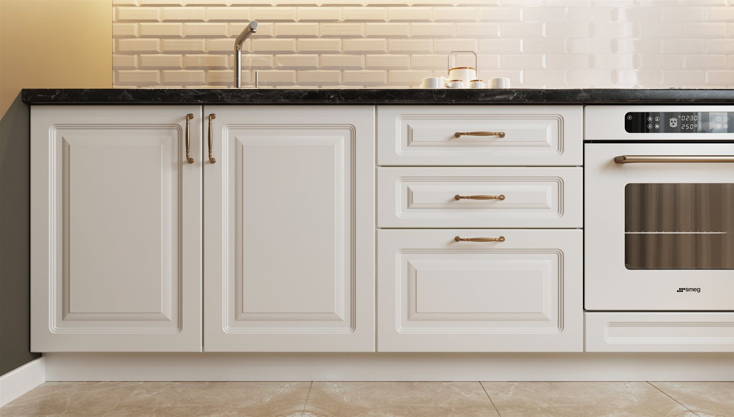 Кухня Н-04. Матовый. Светлый Пастельный. МДФ + плёнка. Мебель 