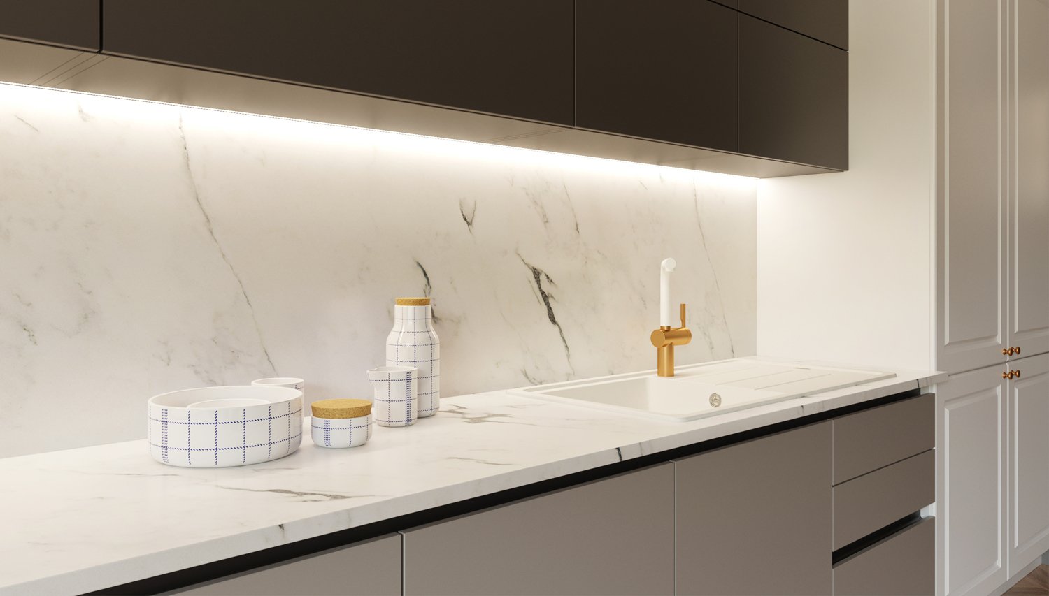 Кухня Н-03. Матовый. Пастельный Светлый. МДФ + плёнка. Мебель 