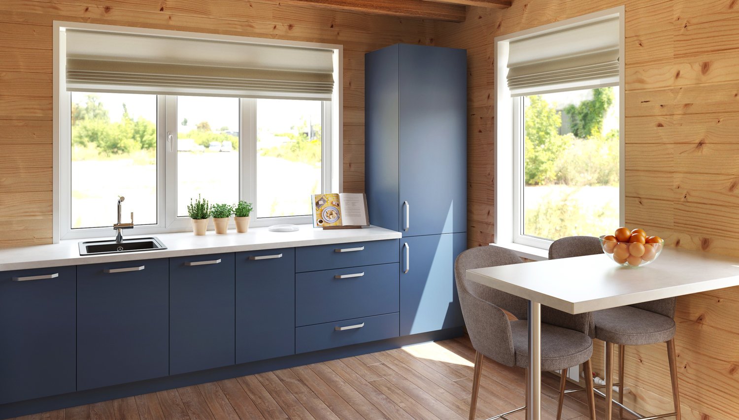 Кухня КН-03. Матовый. Тёмный. МДФ + пластик. Мебель 