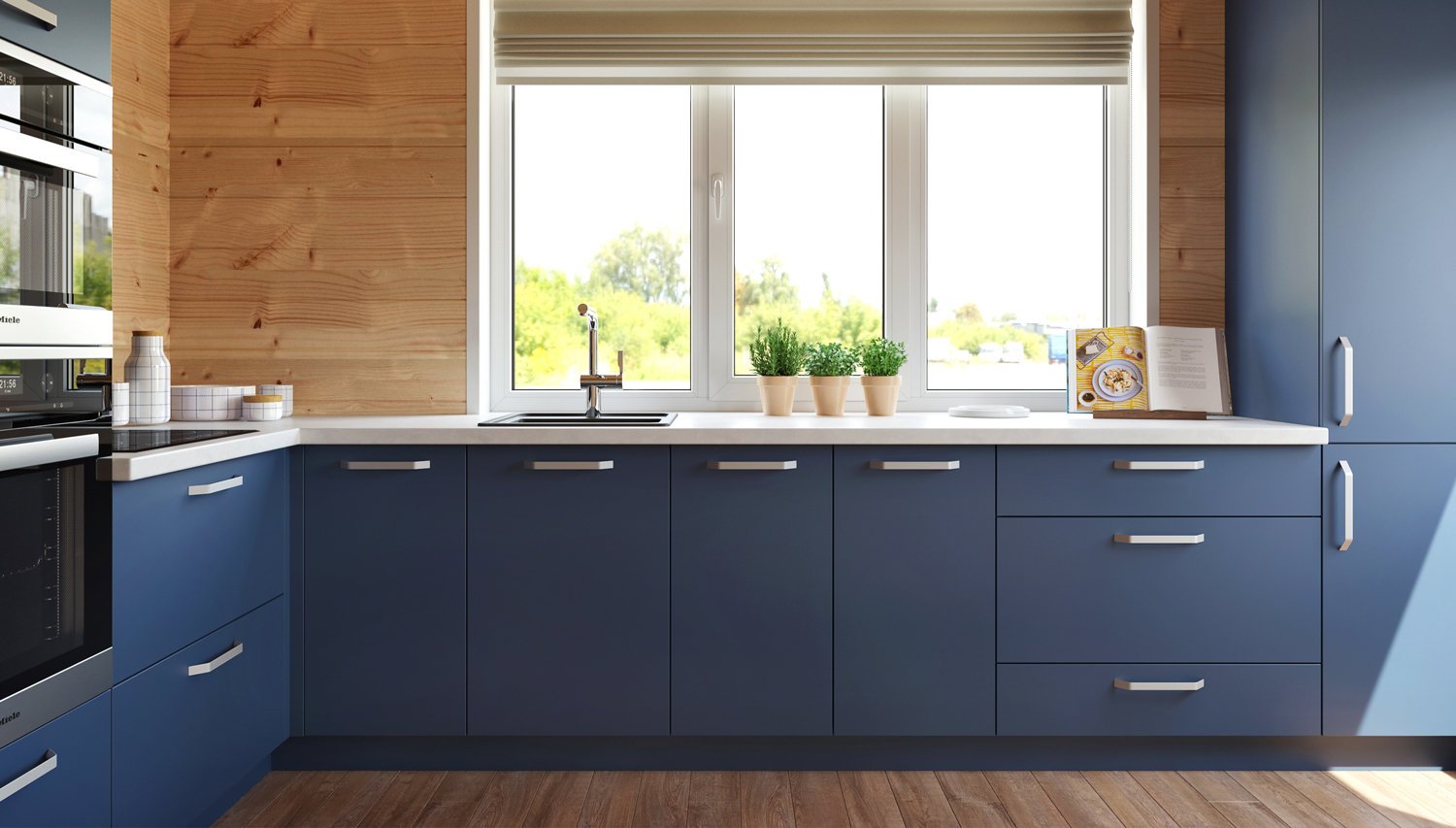 Кухня КН-03. Матовый. Тёмный. МДФ + пластик. Мебель 