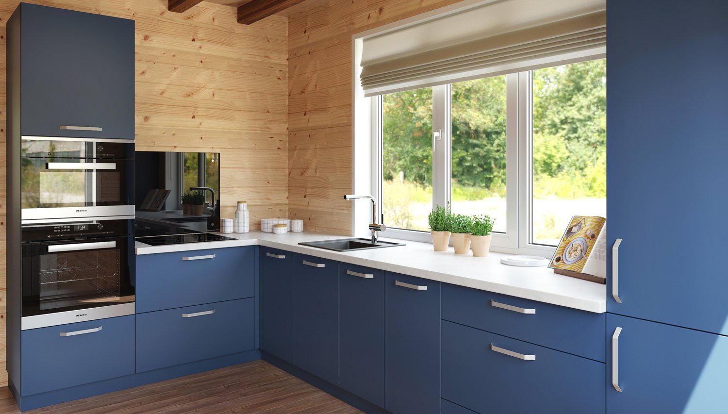 Кухня КН-03. Матовый. Тёмный. МДФ + пластик. Мебель 