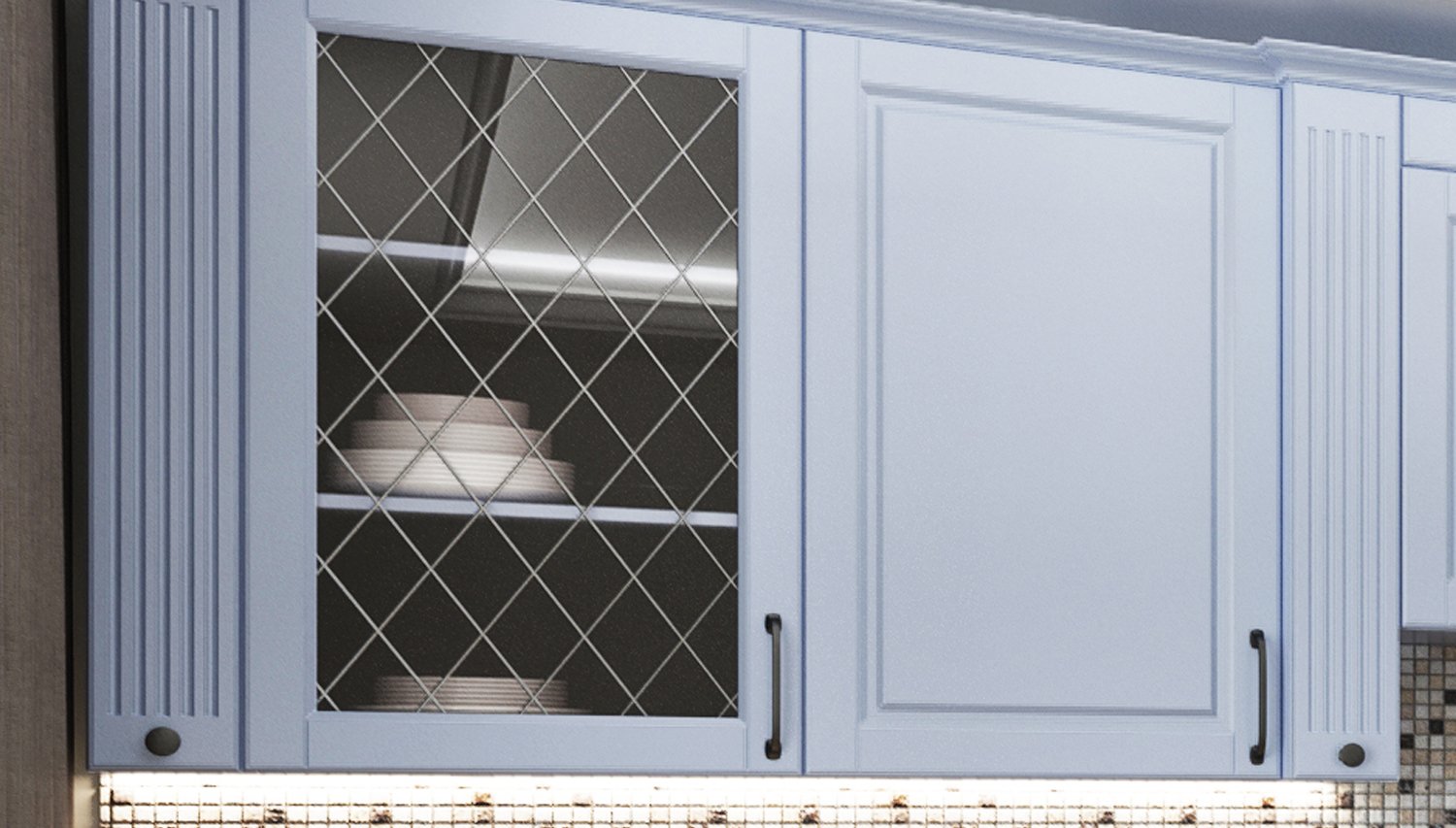 Кухня Н-01. Матовый. Пастельный. МДФ + плёнка. Мебель 