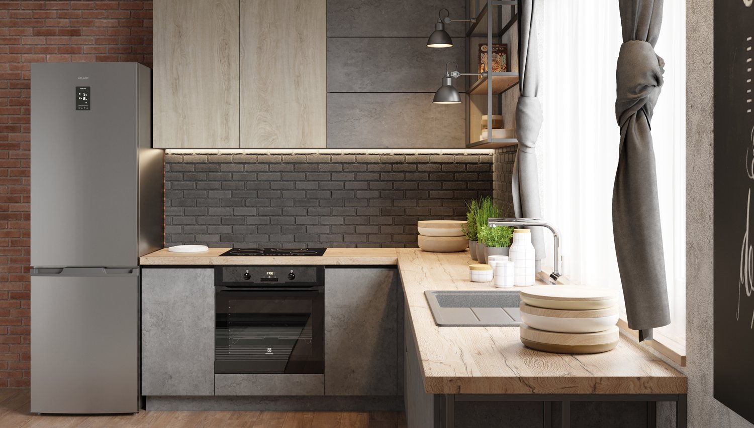 Кухня Л-06. Матовый. Тёмный. ЛДСП. Мебель 