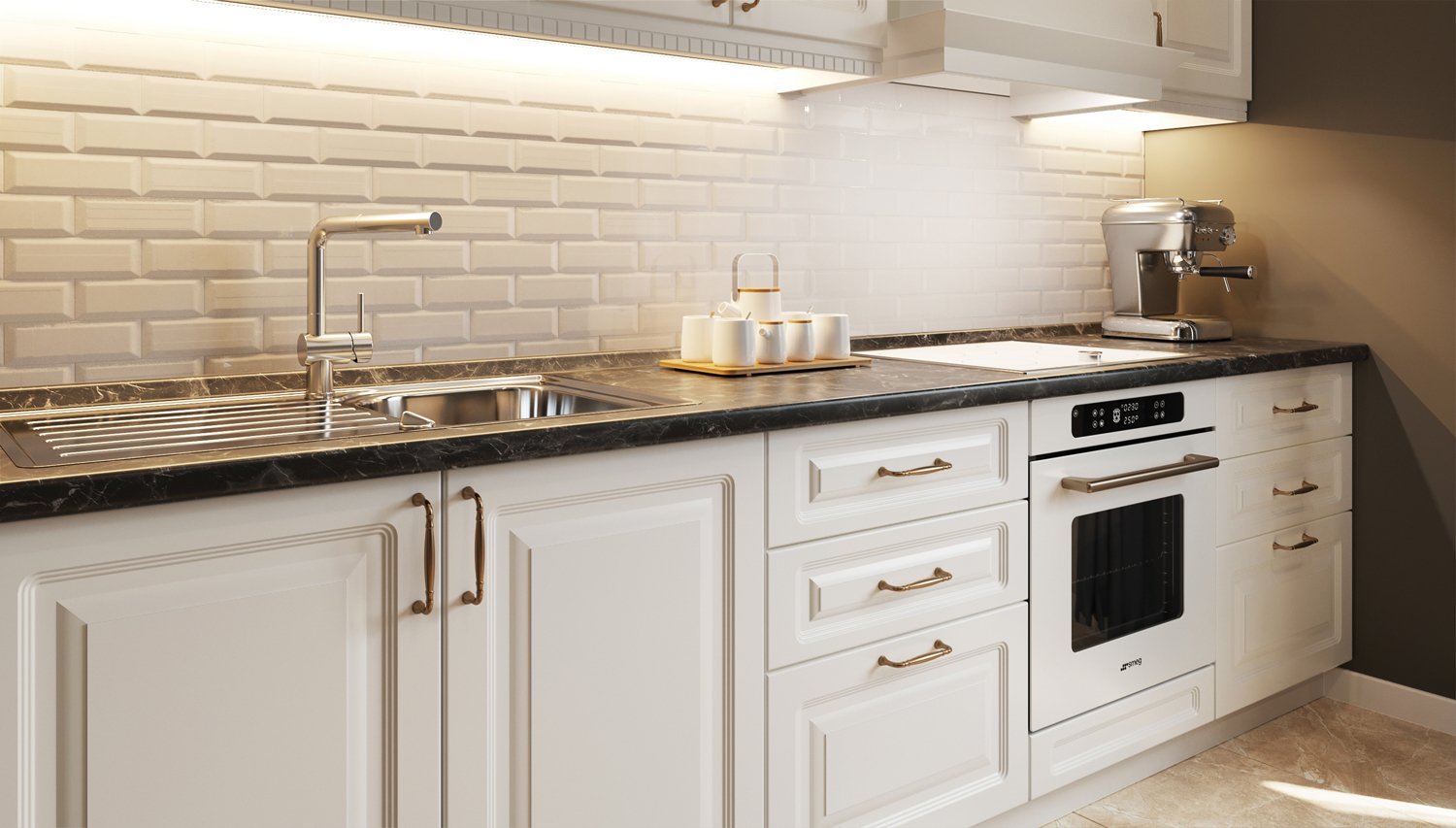 Кухня Н-04. Матовый. Светлый Пастельный. МДФ + плёнка. Мебель 