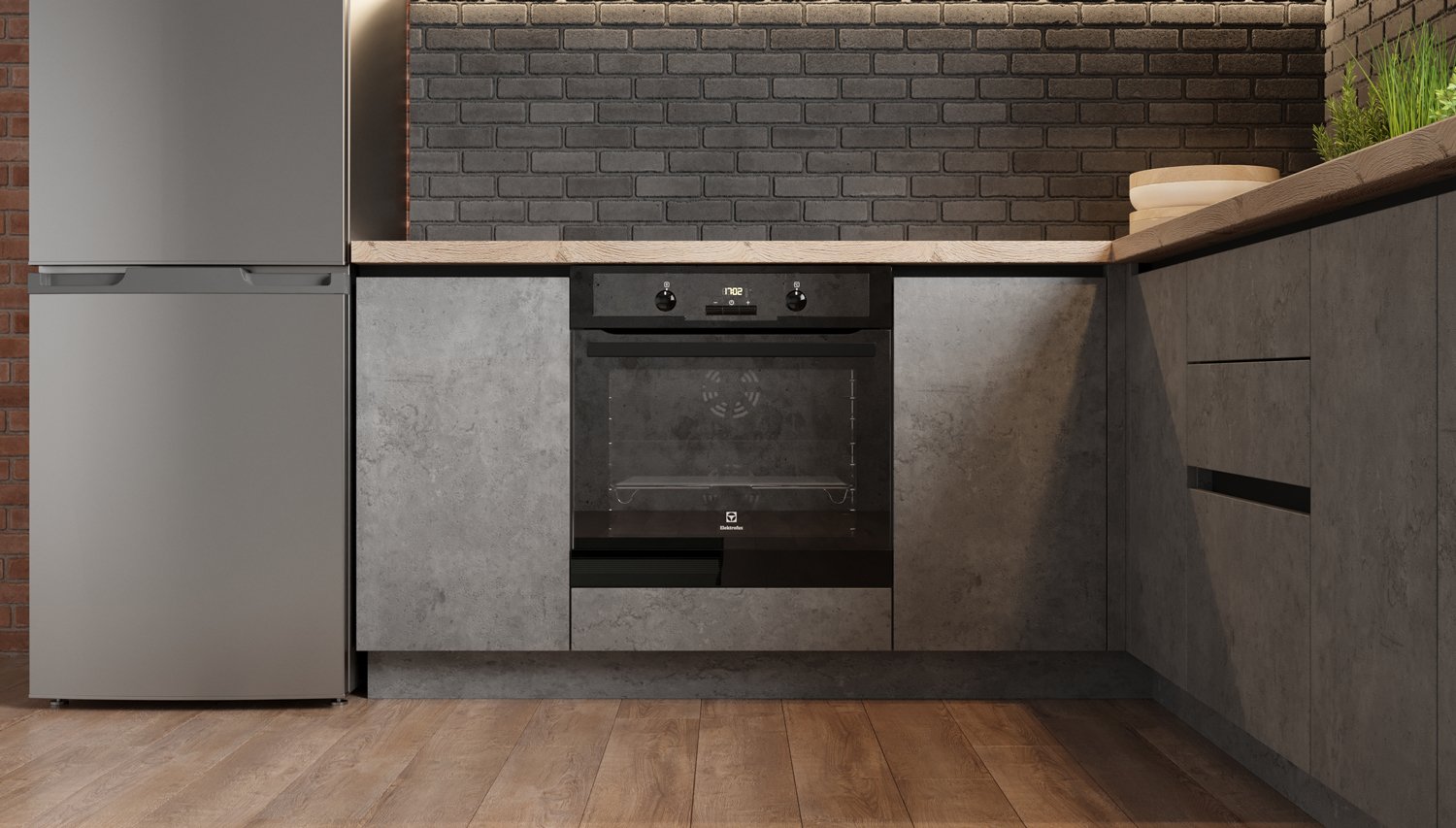 Кухня Л-06. Матовый. Тёмный. ЛДСП. Мебель 